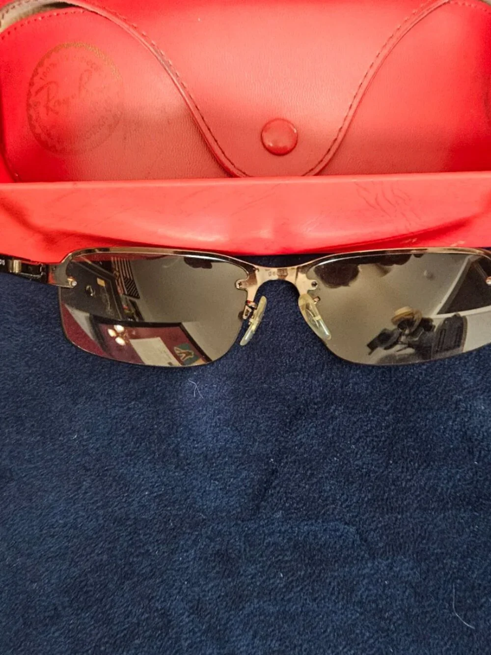 RAY BAN 3239 *RARE* 014/84 58[]15 BROWN POLARIZED RIMLESS SUNGLASSES {#812-1}